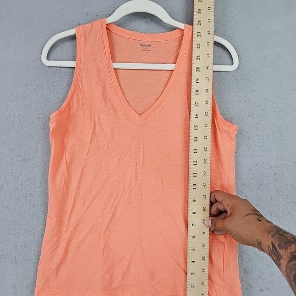 Madewell Tank Top Womens S Orange V-Neck Breathable Cotton Basic Minimalist Chic - Picture 3 of 6